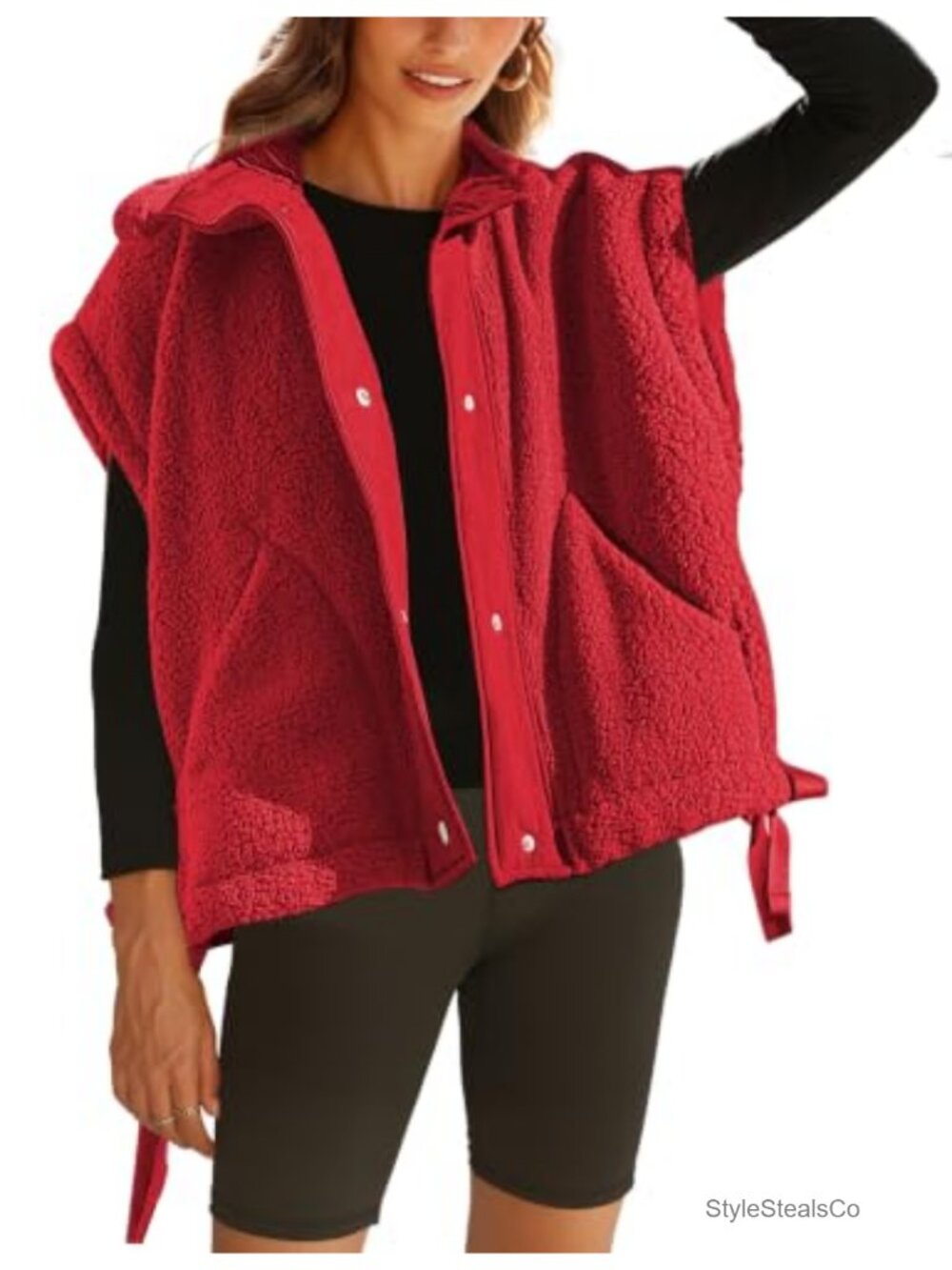 Cozy Sherpa Fleece Vest for Women Faux Sleeveless Winter Warm Button